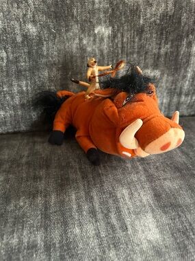 2002 Vintage Lion King Pumba Plush w Ride Along Timon